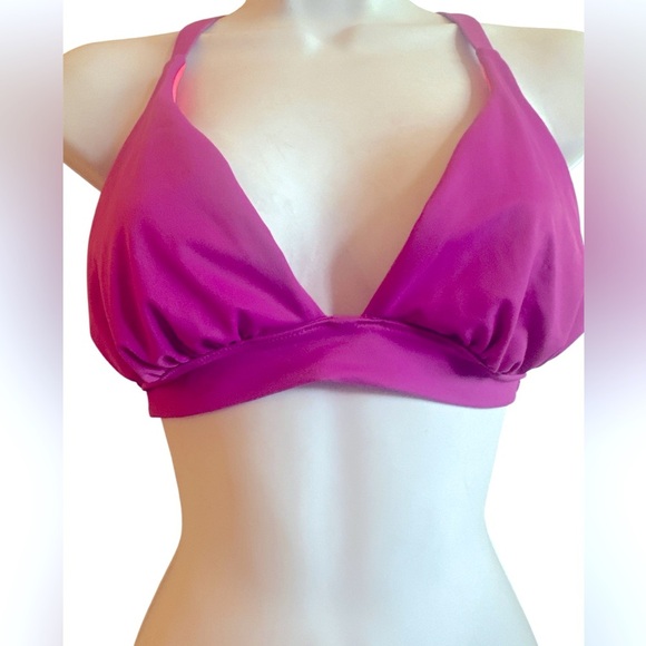 Victorias Secret Halter Neck Bikini Top Fuchsia Stretchy Fabric Womens Size L - Picture 3 of 9